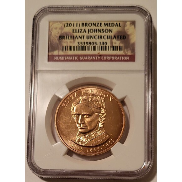 2011 Eliza Johnson U.S. Mint First Spouse Bronze Medal BU NGC Toning - Picture 1 of 2
